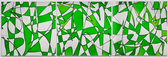 Abstract No. 14320 green & white  -set of 3