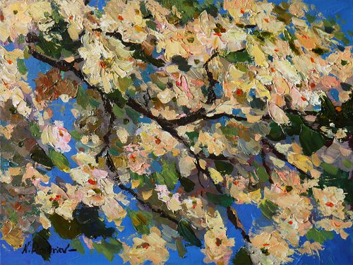 Blooming Branches - floral acrylic painting by Nikolay Dmitriev