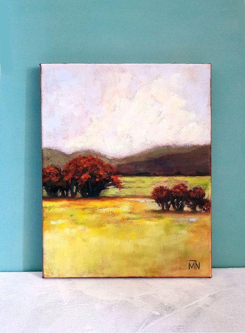 BACK HERE - 30 X 24 CM LANDSCAPE OIL PAINTING (2019) by Mary Naiman