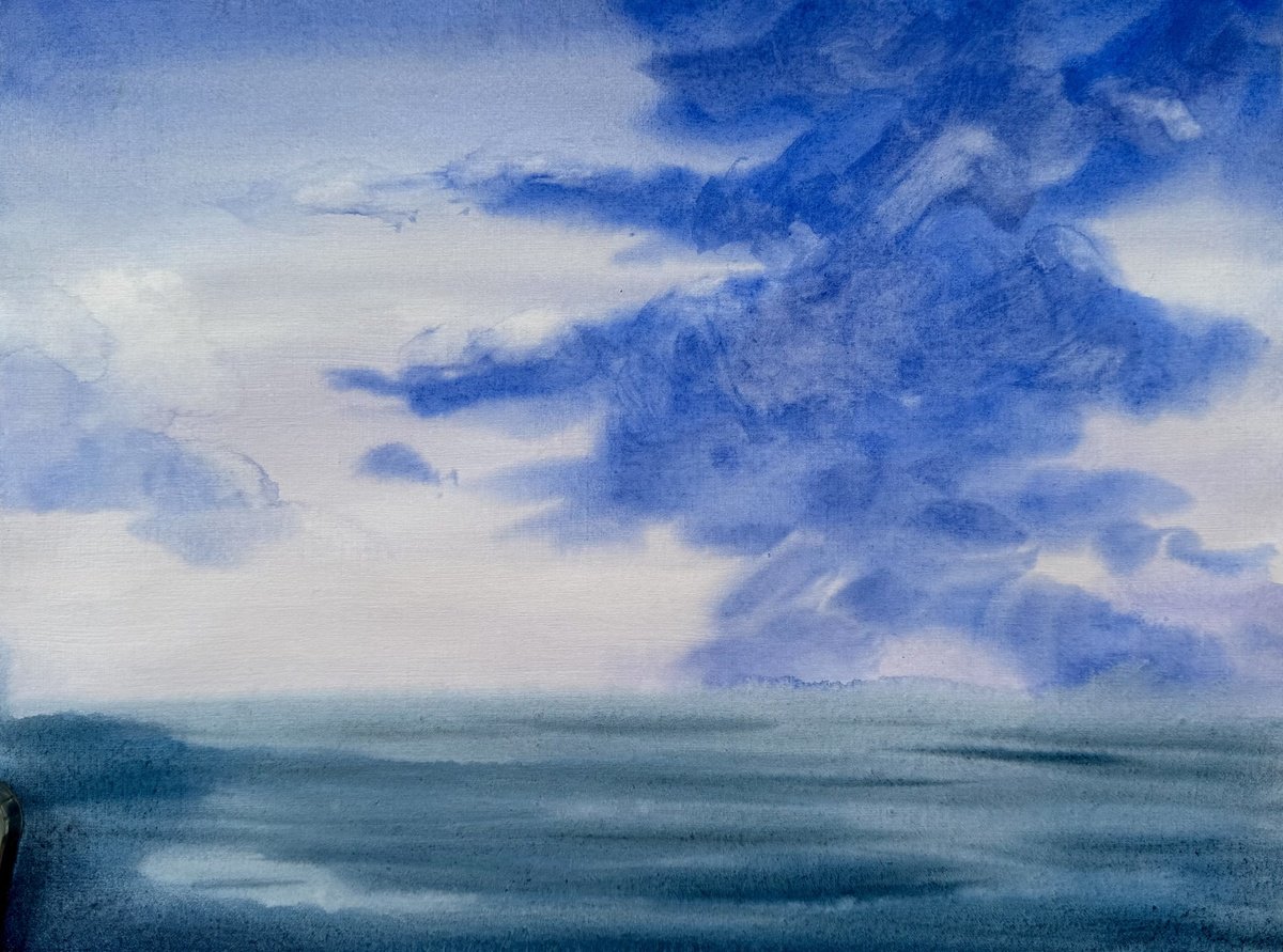 Expressive Landscape Print By Yuliia Sharapova, 16 X 12", Saescape Miniature Sunset 3, Original Artwork