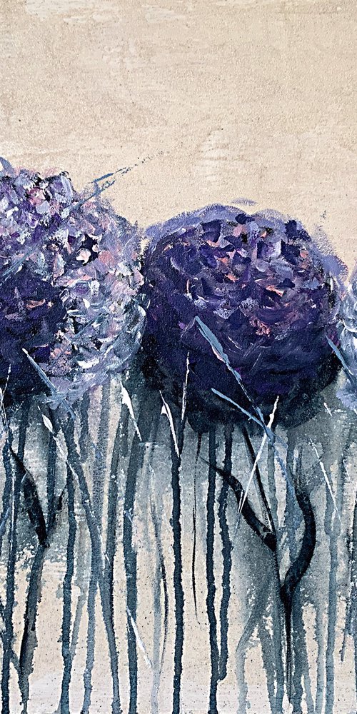 Purple Gentle abstract flowers. by Marina Skromova