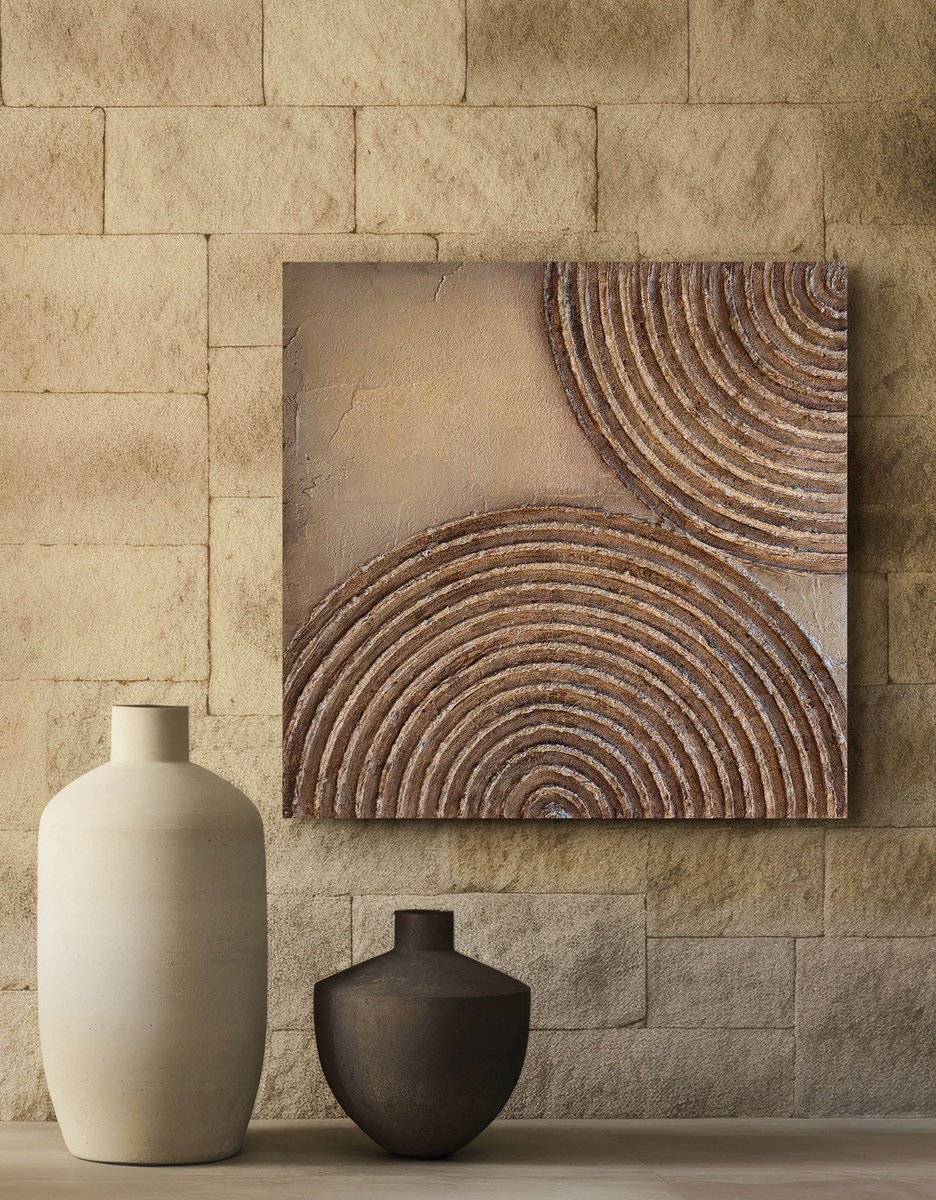 Abstract Acrylic Painting By Cristina Simeoni, 16 X 16, Circle In The Earth, Original Artwork