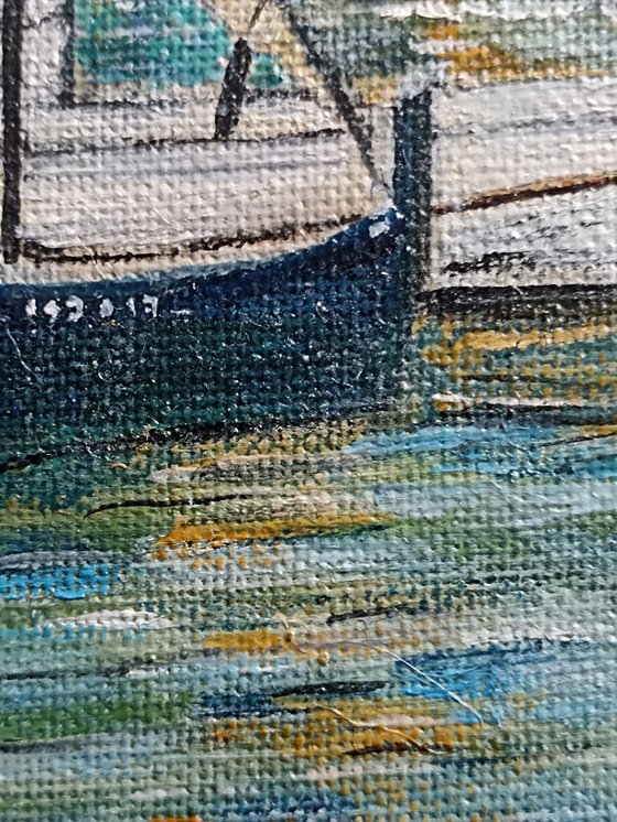 White village and boats