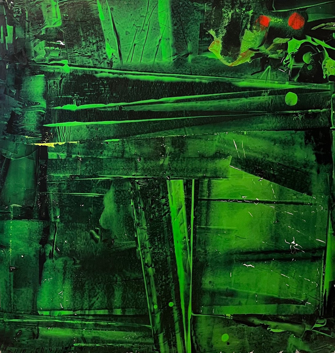 Geometric Abstract Acrylic Painting By Steve Pennisi, 36 X 36", Chernobyl, Original Artwork