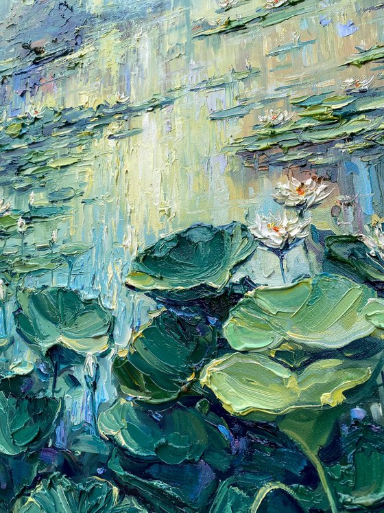 "The Waterlily Pond"original oil painting by Artem Grunyka