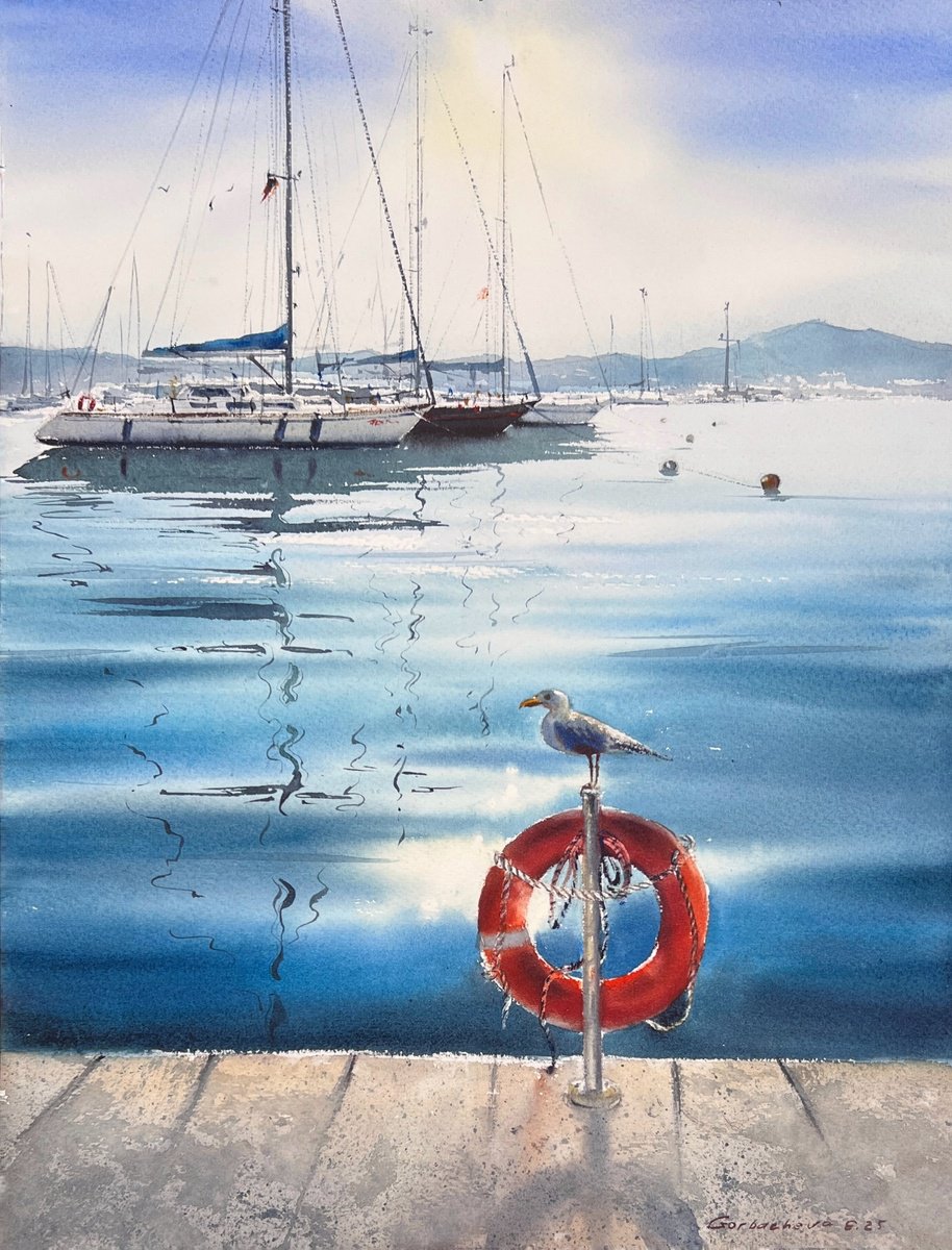 Impressionistic Landscape Watercolour By Eugenia Gorbacheva, 12 X 16, Seagull