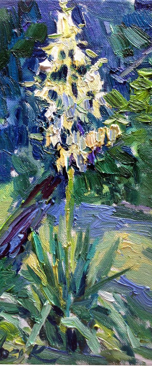 White flowers . Summer Flowers original oil painting modern bouquet by Nataliia Nosyk