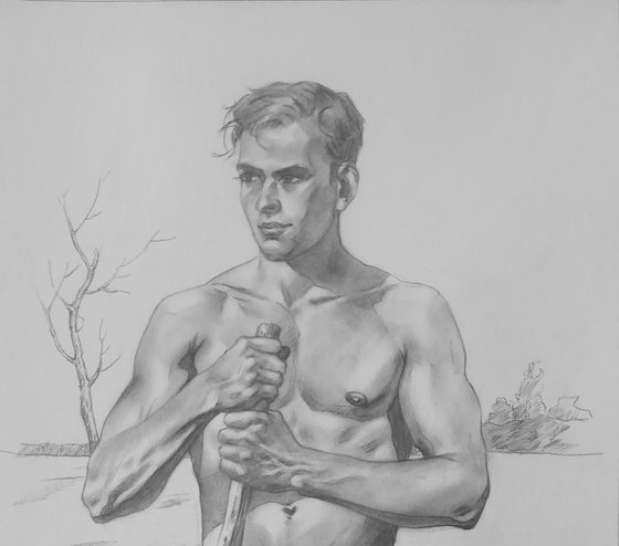 Drawing male nude -sunrise