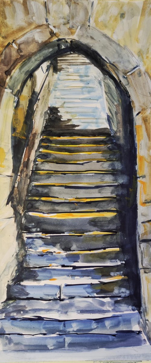 Up the stairs leading down... by Leonid Kirnus