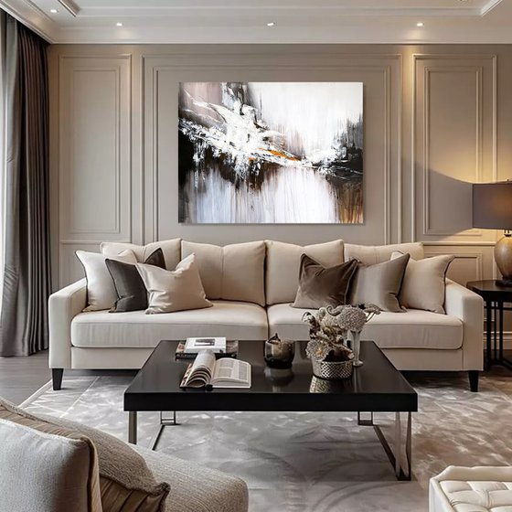 White Surge Over Dark Ground-Black White