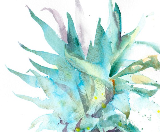 Pineapple painting, Pineapple watercolour, Summer fruit, Fresh zingy wall art, Kitchen art, Tropical art
