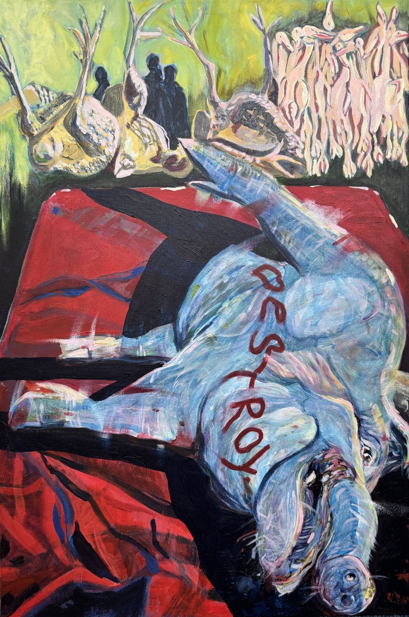 Expressive Animal Acrylic Painting By Hanna Bell, 20 X 30, A Moral Scar, Original Artwork