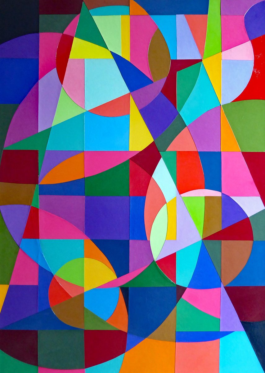 Abstract Collage By Stephen Conroy, 24 X 33", Abstract Within Grid, Original Artwork