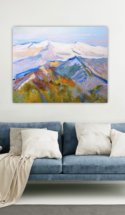 Winter Mountains Switzerland Painting Art Fine Art Landscape painting by Yehor Dulin