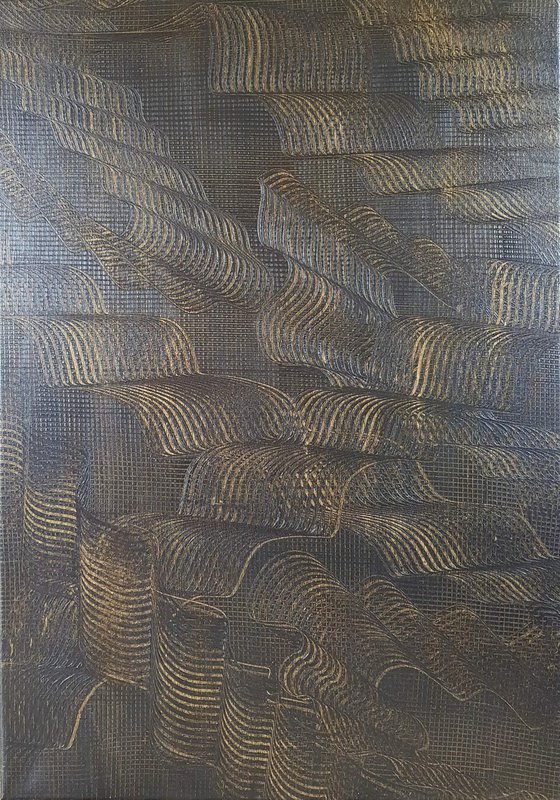 Searching for love -  golden and anthracite black abstract