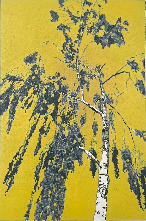Birch Tree Linocut Print