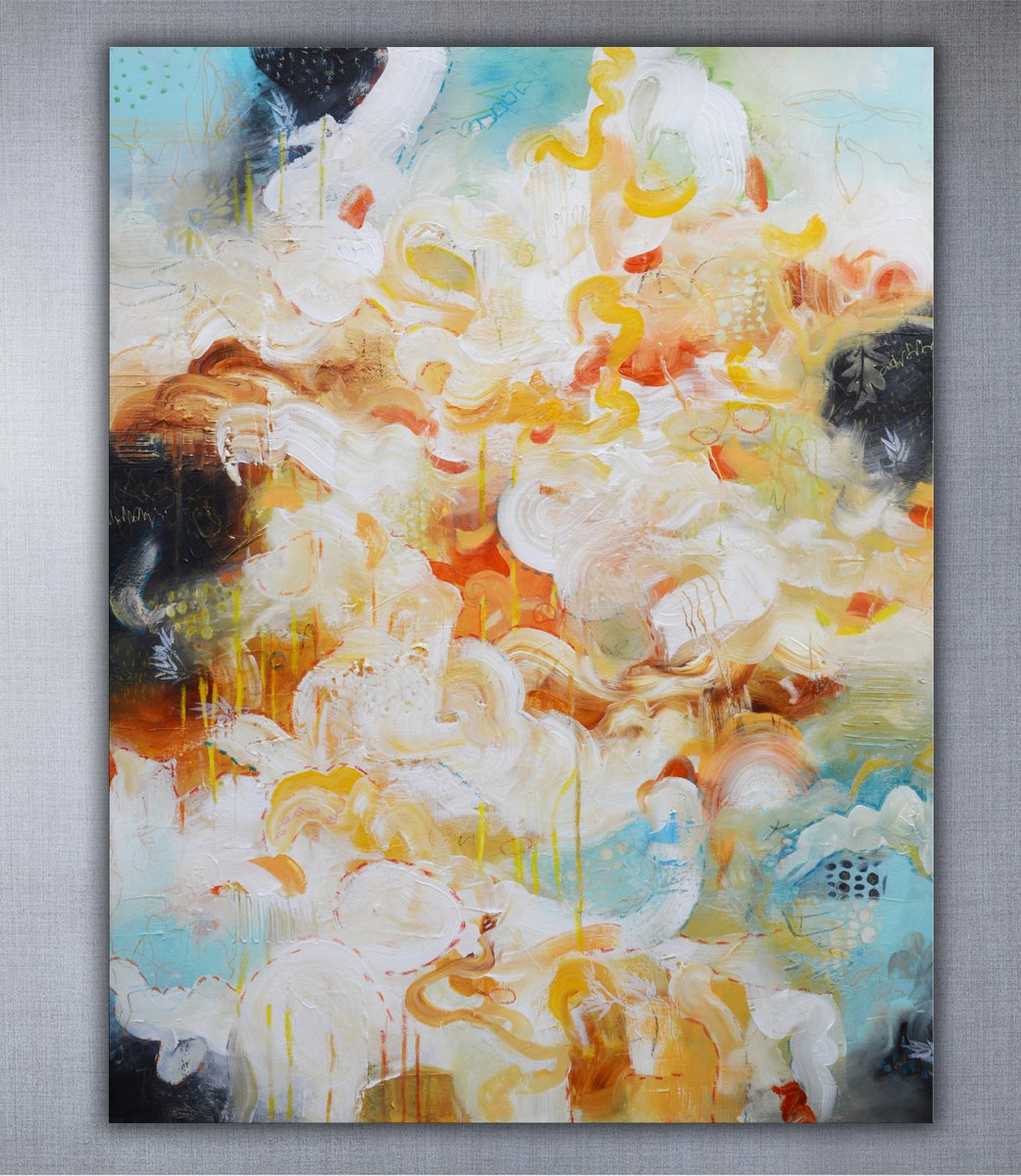 Abstract Acrylic Painting By Andrada Anghel, 36 X 48, Autumn Rain, Original Artwork