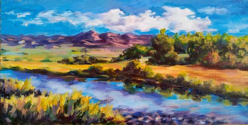 Impressionistic landscape Summer fields by Anastasia Art Line