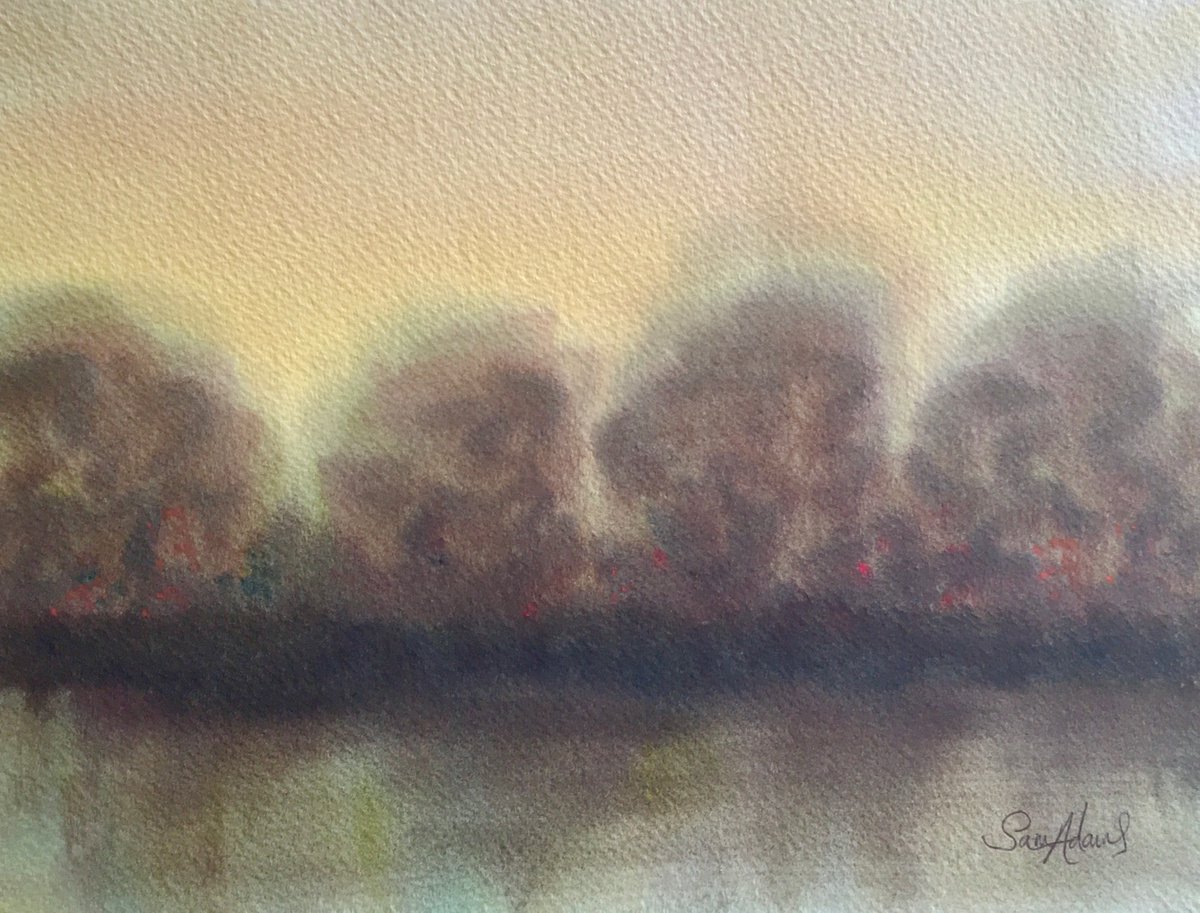 River trees at dusk by Samantha Adams professional watercolorist