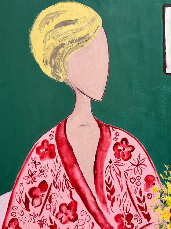 Woman with Cat Original Painting