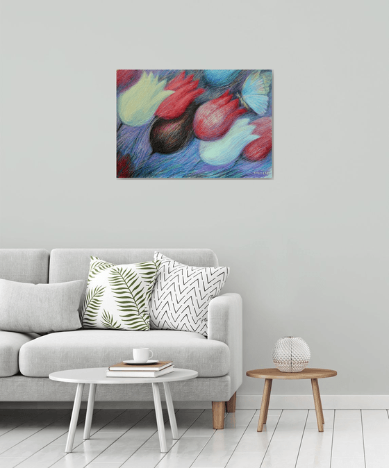 Tulips and Butterfly