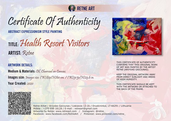 "Health Resort Visitors" Abstract Expressionism painting.
