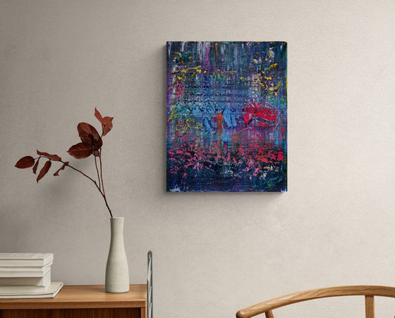 50x40 cm Blue Red Abstract Painting Oil Painting Canvas Art