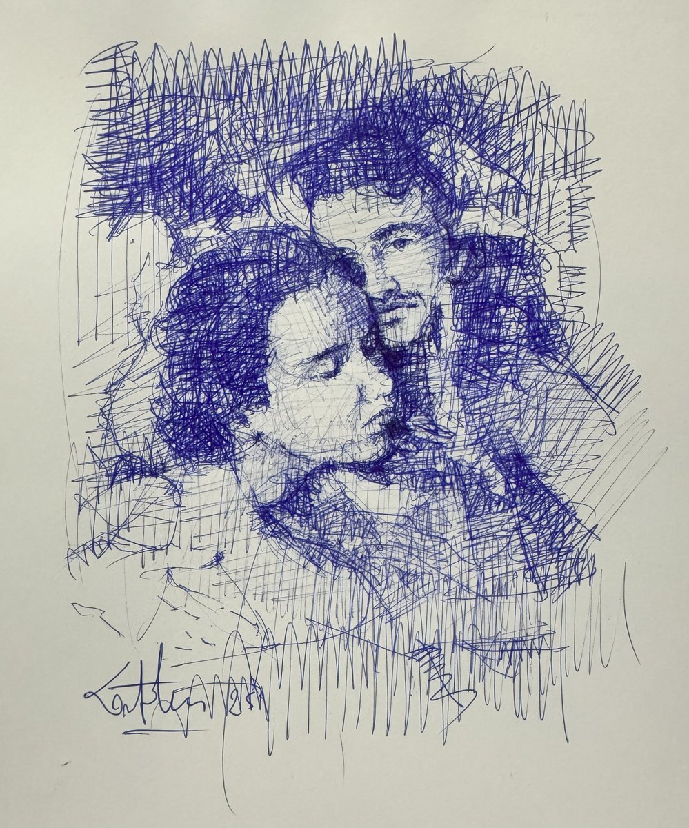 Impressionistic Ink Drawing , Loving You By Marco Ortolan, 8 X 10, Artwork For Sale On Artfinder