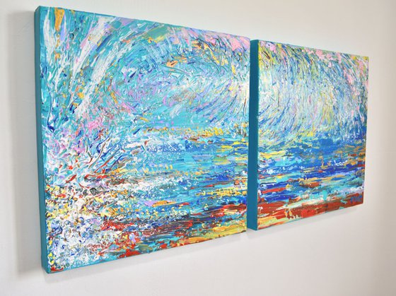 "Blue Wave" (Diptych)