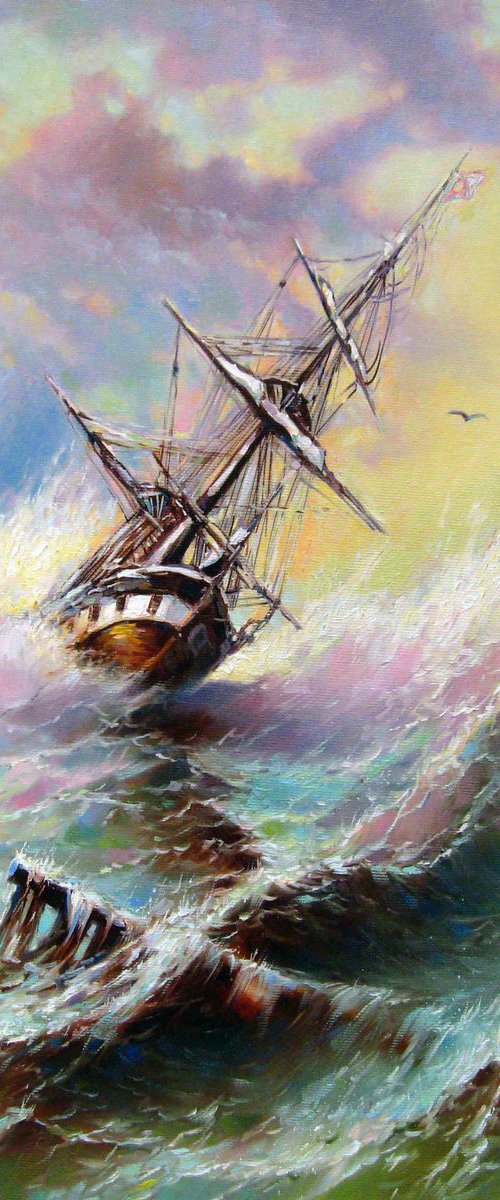 Storm at sea by Vladimir Lutsevich