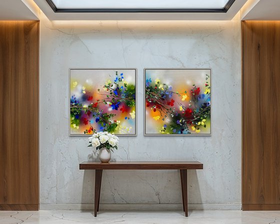 Between Light and Bloom - Diptych