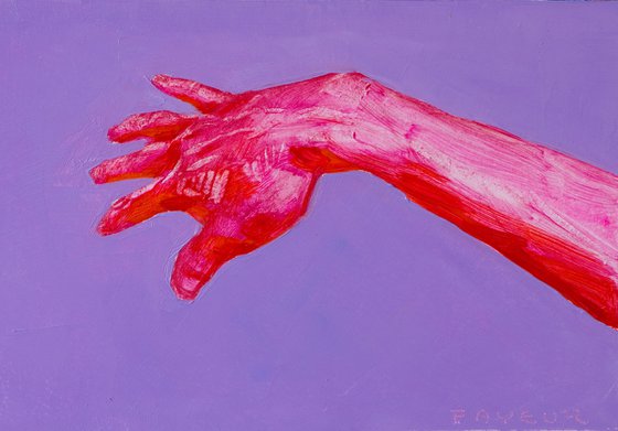 red hands on mauve