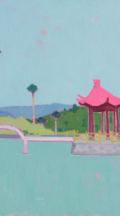 Landscape oil painting:Chinese pavilion 104 by jianzhe chon