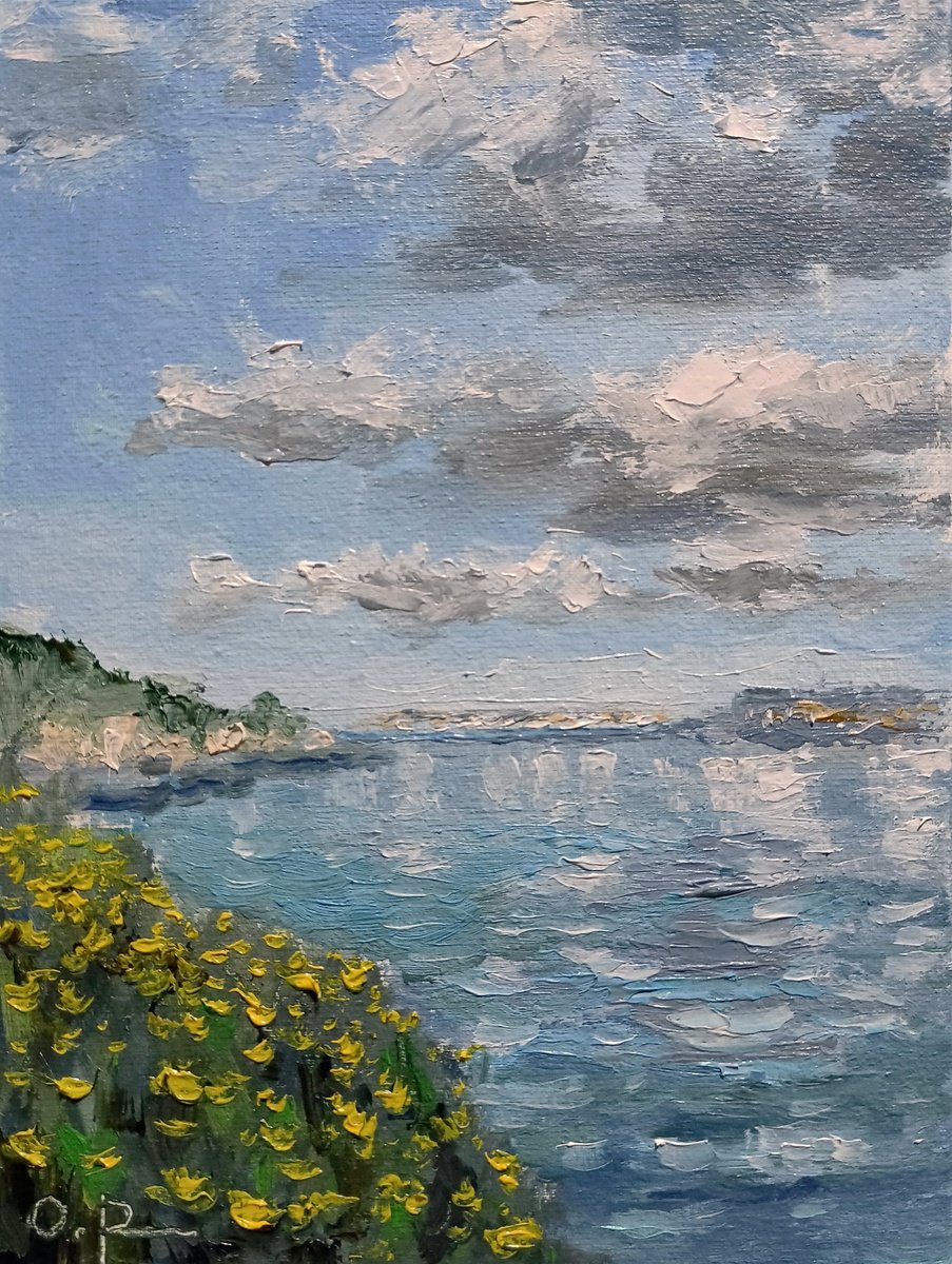 Impressionistic Landscape Oil Painting By Oleh Rak, 6 X 8", Impression. Shores Of Malta, Original Artwork