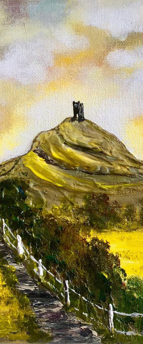 Glastonbury Tor in a white frame by Marja Brown