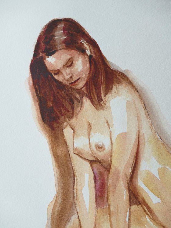 female nude Kneeling