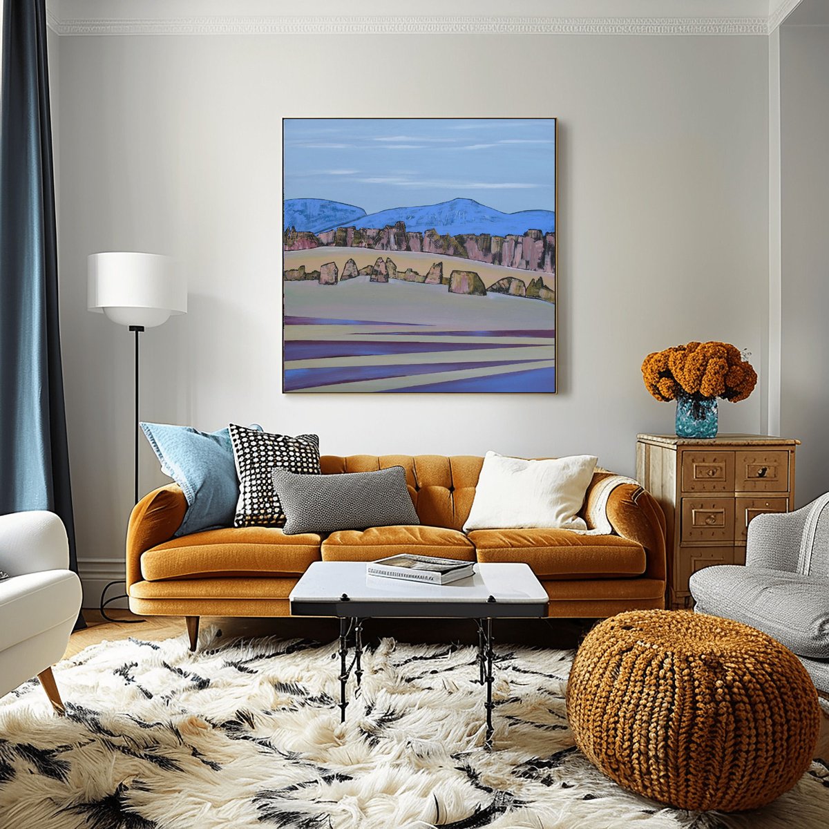 Abstract Landscape Acrylic Painting By Loretta Kaltenhauser, 40 X 40", In My World, Original Artwork