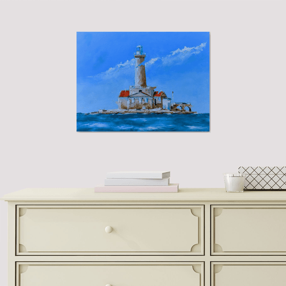 Porer lighthouse in Croatia. Croatian coast. Adriatic sea