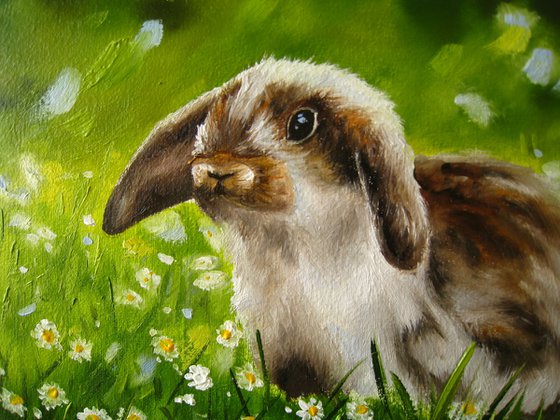 Easter Bunny. Original painting oil on canvas