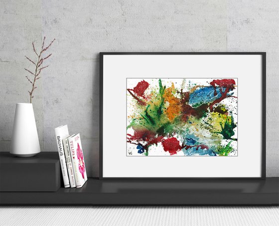 "Flower explosion"  Abstract Watercolor Painting.