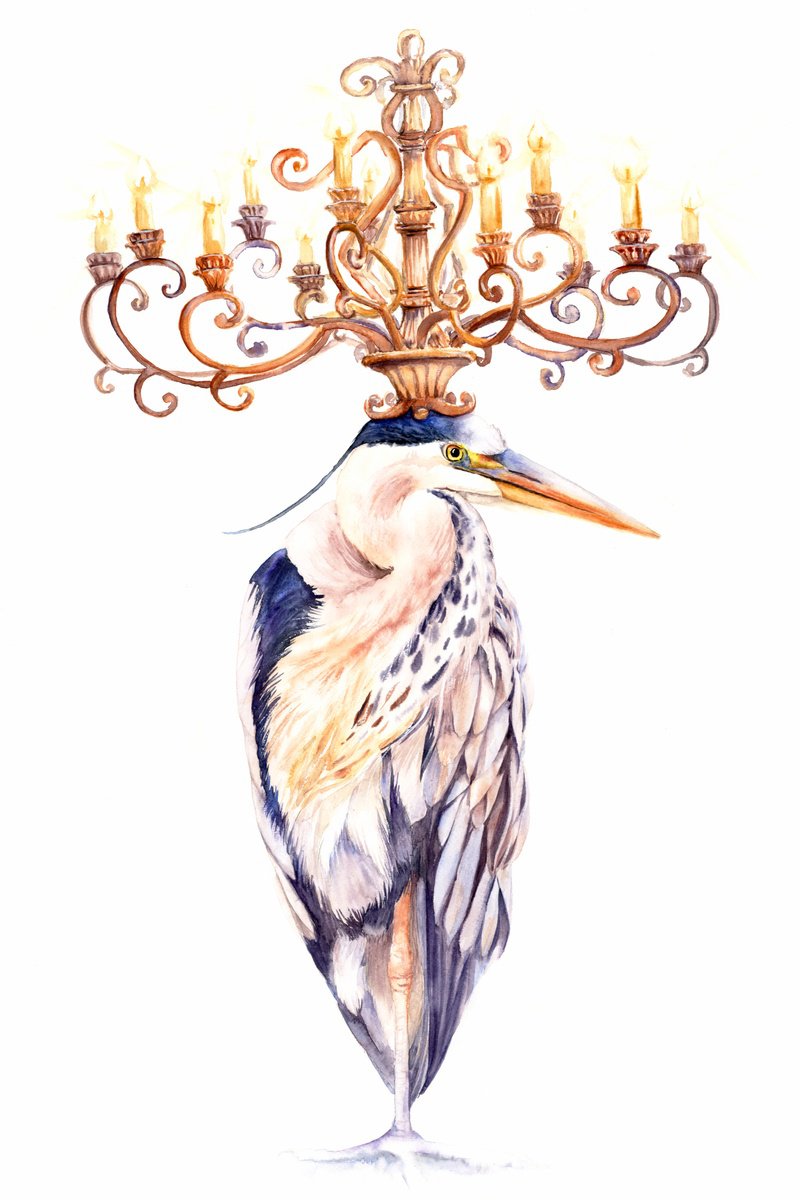 Heron & Golden Chandelier 2 by Tetiana Savchenko