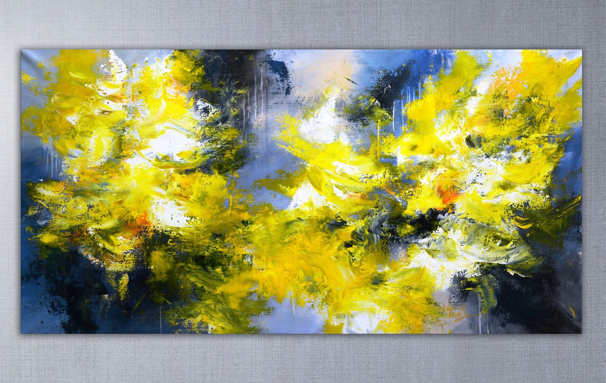 Abstract Acrylic Painting By Andrada Anghel, 60 X 30, Mysteriously Dangerous, Original Artwork