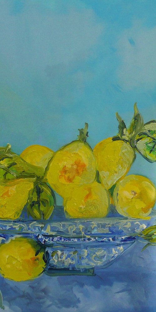 Lemons in Blue Bowl by Lesley Blackburn