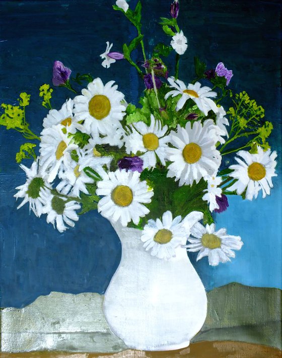 Michael B Sky, "Margaret Flowers", 2019, Original oil painting, Stretched Canvas, Unique Item, Impressionism