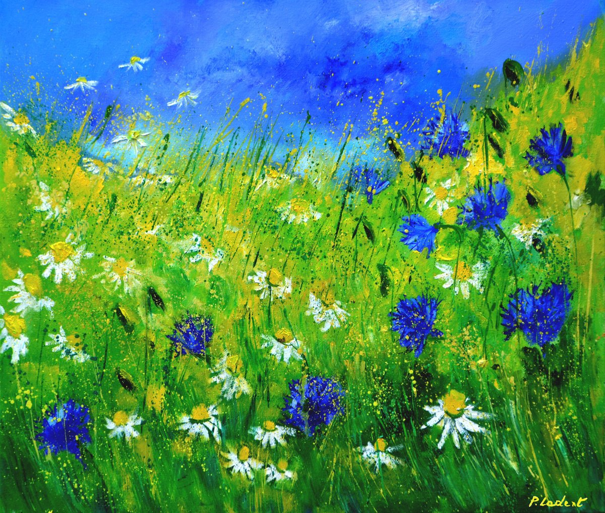 Cornflowers And Daisies By Pol Henry Ledent, 28 X 24, Artwork For Sale On Artfinder