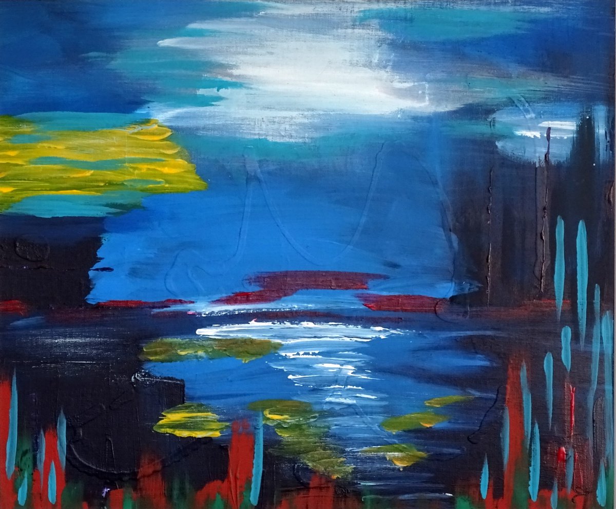 Abstract Landscape Acrylic Painting By Cb., 24 X 20, Memories Of Clean Air, Original Artwork