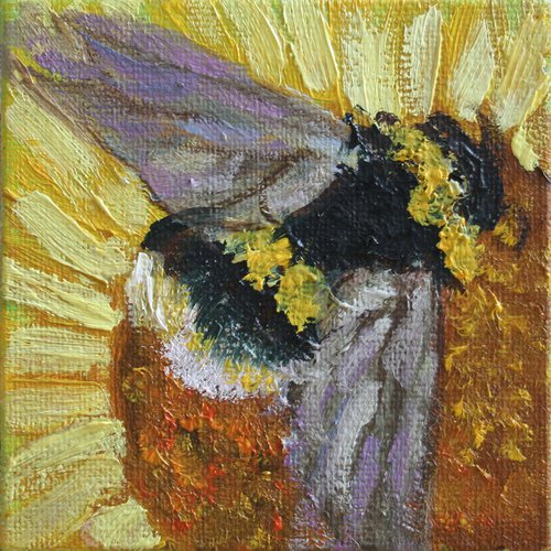 Bumblebee 11  / From my series "Mini Picture" /  ORIGINAL PAINTING by Salana Art Gallery