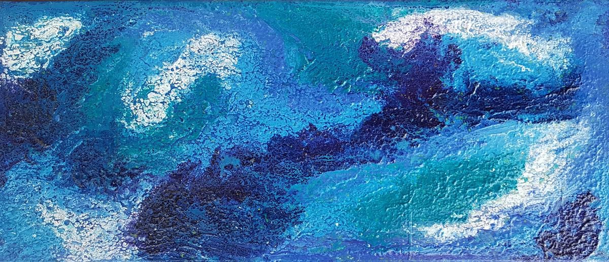 Abstract Acrylic Painting By Silvija Horvat, 28 X 12", Poseidon, Original Artwork