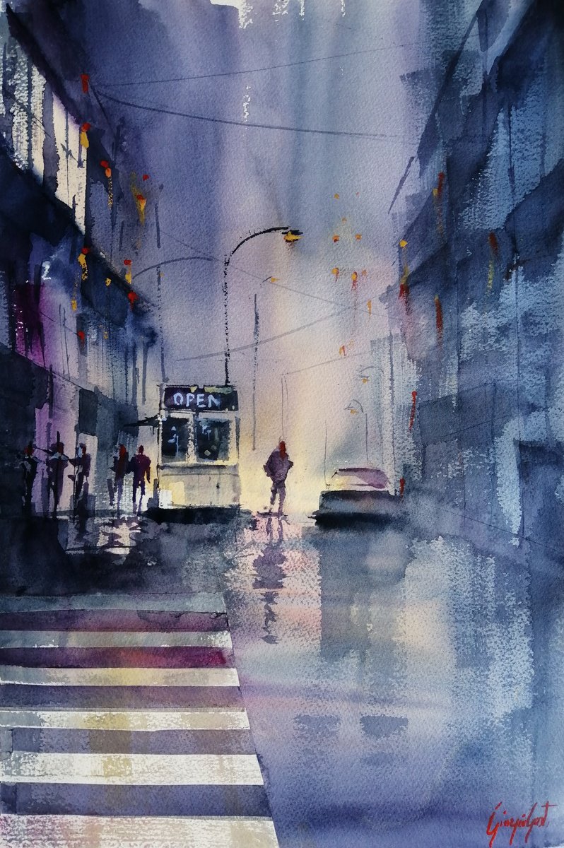 Impressionistic Watercolour , An Imaginary City 76 By Giorgio Gosti, 14 X 21, Artwork For Sale On Artfinder
