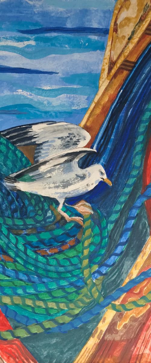 Seagull tending the ropes by Christine Callum  McInally
